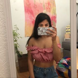 Red gingham crop top